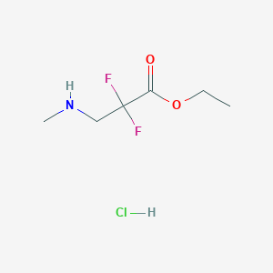 molecular formula C6H12ClF2NO2 B2953244 Ethyl 2,2-Difluoro-3-(methylamino)propanoate Hydrochloride CAS No. 1956311-12-8