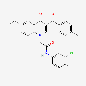 molecular formula C28H25ClN2O3 B2953248 N-(3-chloro-4-methylphenyl)-2-[6-ethyl-3-(4-methylbenzoyl)-4-oxo-1,4-dihydroquinolin-1-yl]acetamide CAS No. 895652-97-8