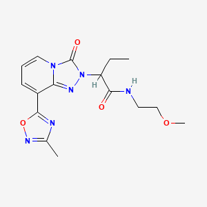 molecular formula C16H20N6O4 B2953250 N-(2-methoxyethyl)-2-[8-(3-methyl-1,2,4-oxadiazol-5-yl)-3-oxo[1,2,4]triazolo[4,3-a]pyridin-2(3H)-yl]butanamide CAS No. 1396813-35-6