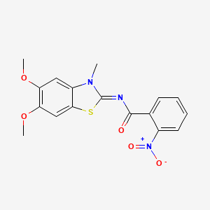 molecular formula C17H15N3O5S B2953257 N-(5,6-二甲氧基-3-甲基-1,3-苯并噻唑-2-亚甲基)-2-硝基苯甲酰胺 CAS No. 895437-83-9
