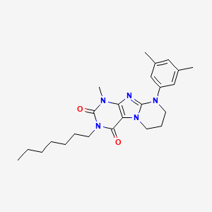 molecular formula C24H33N5O2 B2953261 9-(3,5-dimethylphenyl)-3-heptyl-1-methyl-7,8-dihydro-6H-purino[7,8-a]pyrimidine-2,4-dione CAS No. 846064-70-8