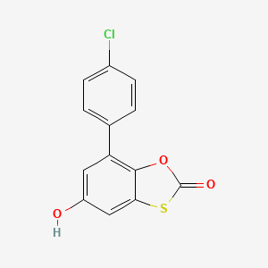 molecular formula C13H7ClO3S B2953262 7-(4-Chloro-phenyl)-5-hydroxy-benzo[1,3]oxathiol-2-one CAS No. 327078-55-7