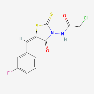 2-chloro-N-[(5E)-5-[(3-fluorophenyl)methylidene]-4-oxo-2-sulfanylidene-1,3-thiazolidin-3-yl]acetamide