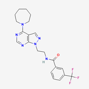 molecular formula C21H23F3N6O B2953268 N-(2-(4-(氮杂环庚基)-1H-吡唑并[3,4-d]嘧啶-1-基)乙基)-3-(三氟甲基)苯甲酰胺 CAS No. 1021061-17-5