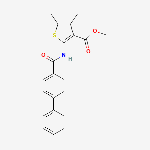 molecular formula C21H19NO3S B2953269 4,5-二甲基-2-[(4-苯甲酰)氨基]噻吩-3-甲酸甲酯 CAS No. 543685-02-5