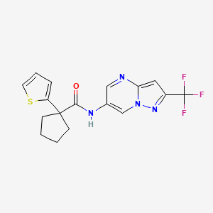 molecular formula C17H15F3N4OS B2953274 1-(thiophen-2-yl)-N-(2-(trifluoromethyl)pyrazolo[1,5-a]pyrimidin-6-yl)cyclopentanecarboxamide CAS No. 2034234-76-7