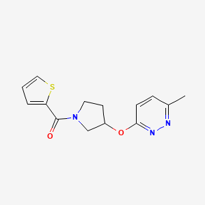 molecular formula C14H15N3O2S B2953279 (3-((6-Methylpyridazin-3-yl)oxy)pyrrolidin-1-yl)(thiophen-2-yl)methanone CAS No. 2034452-61-2