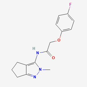 molecular formula C15H16FN3O2 B2953282 2-(4-fluorophenoxy)-N-(2-methyl-2,4,5,6-tetrahydrocyclopenta[c]pyrazol-3-yl)acetamide CAS No. 1208683-27-5