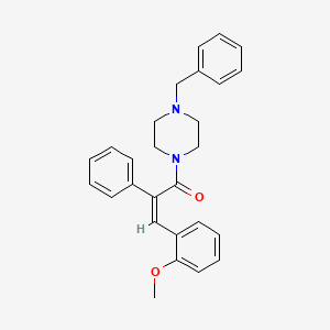 molecular formula C27H28N2O2 B2953289 (Z)-1-(4-benzylpiperazino)-3-(2-methoxyphenyl)-2-phenyl-2-propen-1-one CAS No. 478064-15-2