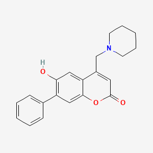 molecular formula C21H21NO3 B2953291 6-hydroxy-7-phenyl-4-(piperidin-1-ylmethyl)-2H-chromen-2-one CAS No. 859141-72-3