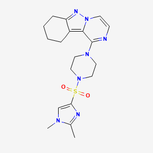molecular formula C19H25N7O2S B2953293 1-(4-((1,2-dimethyl-1H-imidazol-4-yl)sulfonyl)piperazin-1-yl)-7,8,9,10-tetrahydropyrazino[1,2-b]indazole CAS No. 2034530-11-3