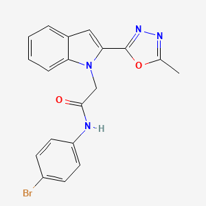 molecular formula C19H15BrN4O2 B2953307 N-(4-溴苯基)-2-[2-(5-甲基-1,3,4-恶二唑-2-基)-1H-吲哚-1-基]乙酰胺 CAS No. 923217-98-5