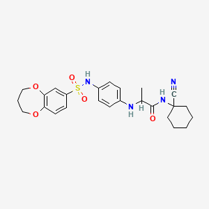 molecular formula C25H30N4O5S B2953311 N-(1-cyanocyclohexyl)-2-{[4-(3,4-dihydro-2H-1,5-benzodioxepine-7-sulfonamido)phenyl]amino}propanamide CAS No. 1103229-25-9