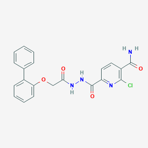 molecular formula C21H17ClN4O4 B2953312 6-[(2-{[1,1'-Biphenyl]-2-yloxy}acetohydrazido)carbonyl]-2-chloropyridine-3-carboxamide CAS No. 1808785-07-0