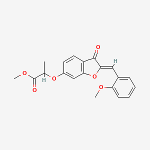 molecular formula C20H18O6 B2953323 (Z)-methyl 2-((2-(2-methoxybenzylidene)-3-oxo-2,3-dihydrobenzofuran-6-yl)oxy)propanoate CAS No. 858769-18-3