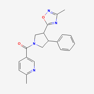 molecular formula C20H20N4O2 B2953324 (3-(3-Methyl-1,2,4-oxadiazol-5-yl)-4-phenylpyrrolidin-1-yl)(6-methylpyridin-3-yl)methanone CAS No. 1904311-99-4