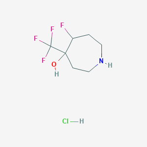 molecular formula C7H12ClF4NO B2953326 5-氟-4-(三氟甲基)氮杂环戊烷-4-醇盐酸盐 CAS No. 1823245-41-5