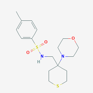 molecular formula C17H26N2O3S2 B2953327 4-Methyl-N-[(4-morpholin-4-ylthian-4-yl)methyl]benzenesulfonamide CAS No. 2380171-93-5