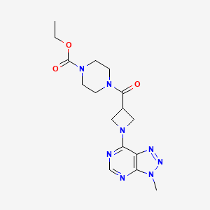 molecular formula C16H22N8O3 B2953346 ethyl 4-(1-(3-methyl-3H-[1,2,3]triazolo[4,5-d]pyrimidin-7-yl)azetidine-3-carbonyl)piperazine-1-carboxylate CAS No. 1448035-25-3