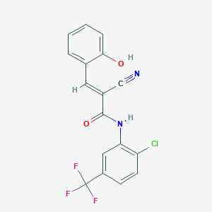 molecular formula C17H10ClF3N2O2 B2953349 N-[2-chloro-5-(trifluoromethyl)phenyl]-2-cyano-3-(2-hydroxyphenyl)prop-2-enamide CAS No. 380434-49-1