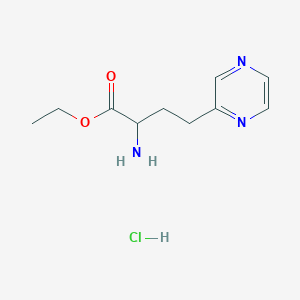 molecular formula C10H16ClN3O2 B2953351 Ethyl 2-amino-4-(pyrazin-2-yl)butanoate hydrochloride CAS No. 2225144-40-9