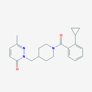 molecular formula C21H25N3O2 B2953354 2-{[1-(2-Cyclopropylbenzoyl)piperidin-4-yl]methyl}-6-methyl-2,3-dihydropyridazin-3-one CAS No. 2189434-72-6
