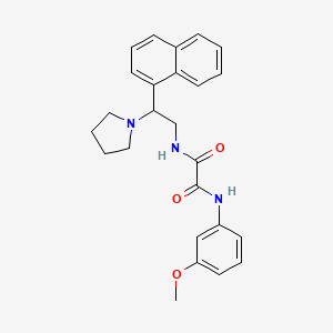 molecular formula C25H27N3O3 B2953382 N1-(3-甲氧基苯基)-N2-(2-(萘-1-基)-2-(吡咯烷-1-基)乙基)草酰胺 CAS No. 941996-53-8
