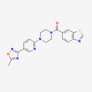 molecular formula C20H18N6O2S B2953390 Benzo[d]thiazol-6-yl(4-(5-(5-methyl-1,2,4-oxadiazol-3-yl)pyridin-2-yl)piperazin-1-yl)methanone CAS No. 1396871-31-0