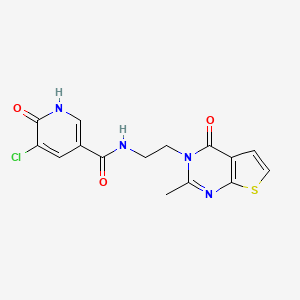molecular formula C15H13ClN4O3S B2953406 5-氯-6-羟基-N-(2-(2-甲基-4-氧代噻吩[2,3-d]嘧啶-3(4H)-基)乙基)烟酰胺 CAS No. 1904304-55-7