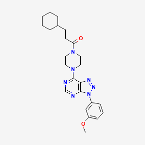 molecular formula C24H31N7O2 B2953423 7-[4-(3-cyclohexylpropanoyl)piperazin-1-yl]-3-(3-methoxyphenyl)-3H-[1,2,3]triazolo[4,5-d]pyrimidine CAS No. 1005293-26-4