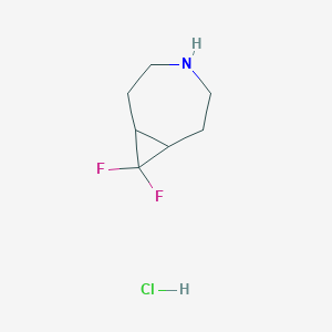 molecular formula C7H12ClF2N B2953428 8,8-Difluoro-4-azabicyclo[5.1.0]octane hydrochloride CAS No. 2243521-13-1