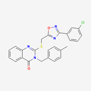 molecular formula C25H19ClN4O2S B2953434 2-(((3-(3-chlorophenyl)-1,2,4-oxadiazol-5-yl)methyl)thio)-3-(4-methylbenzyl)quinazolin-4(3H)-one CAS No. 2034489-38-6