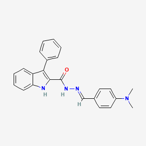 molecular formula C24H22N4O B2953439 N'-{[4-(dimethylamino)phenyl]methylene}-3-phenyl-1H-indole-2-carbohydrazide CAS No. 338748-83-7