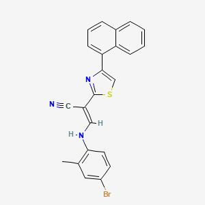 molecular formula C23H16BrN3S B2953441 (E)-3-((4-溴-2-甲基苯基)氨基)-2-(4-(萘-1-基)噻唑-2-基)丙烯腈 CAS No. 683257-75-2