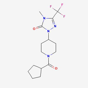 molecular formula C15H21F3N4O2 B2953445 1-(1-(环戊烷甲酰)哌啶-4-基)-4-甲基-3-(三氟甲基)-1H-1,2,4-三唑-5(4H)-酮 CAS No. 2034374-50-8