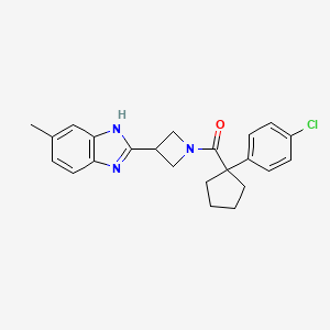 molecular formula C23H24ClN3O B2953469 (1-(4-chlorophenyl)cyclopentyl)(3-(5-methyl-1H-benzo[d]imidazol-2-yl)azetidin-1-yl)methanone CAS No. 1396886-15-9