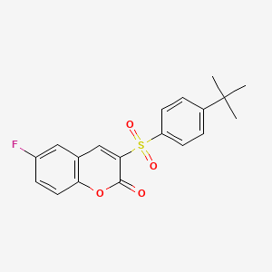 molecular formula C19H17FO4S B2953477 3-[(4-叔丁基苯基)磺酰基]-6-氟-2H-色满-2-酮 CAS No. 931313-53-0