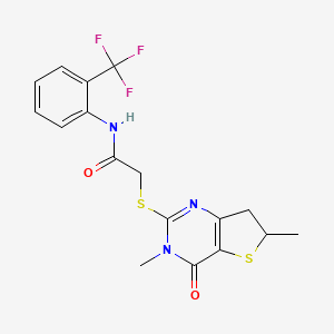 molecular formula C17H16F3N3O2S2 B2953482 2-[(3,6-二甲基-4-氧代-6,7-二氢噻吩并[3,2-d]嘧啶-2-基)硫烷基]-N-[2-(三氟甲基)苯基]乙酰胺 CAS No. 688353-24-4