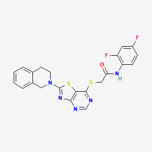 N-(2,4-difluorophenyl)-2-((2-(3,4-dihydroisoquinolin-2(1H)-yl)thiazolo[4,5-d]pyrimidin-7-yl)thio)acetamide