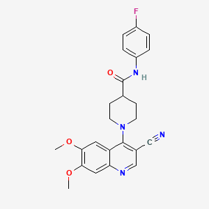 molecular formula C24H23FN4O3 B2953486 1-(3-cyano-6,7-dimethoxyquinolin-4-yl)-N-(4-fluorophenyl)piperidine-4-carboxamide CAS No. 1226432-00-3