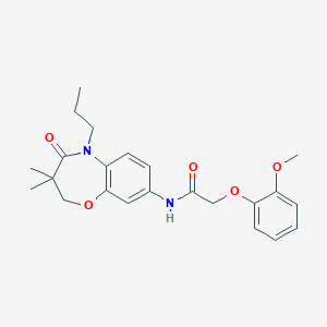 molecular formula C23H28N2O5 B2953489 N-(3,3-dimethyl-4-oxo-5-propyl-2,3,4,5-tetrahydrobenzo[b][1,4]oxazepin-8-yl)-2-(2-methoxyphenoxy)acetamide CAS No. 921526-08-1