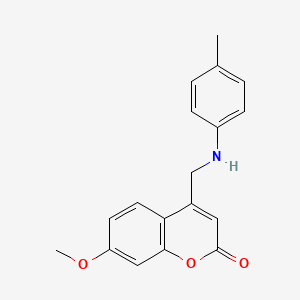 molecular formula C18H17NO3 B2953492 7-methoxy-4-((p-tolylamino)methyl)-2H-chromen-2-one CAS No. 79344-52-8