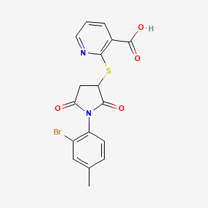 2-((1-(2-Bromo-4-methylphenyl)-2,5-dioxopyrrolidin-3-yl)thio)nicotinic acid