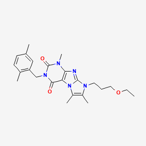 2-[(2,5-Dimethylphenyl)methyl]-6-(3-ethoxypropyl)-4,7,8-trimethylpurino[7,8-a]imidazole-1,3-dione