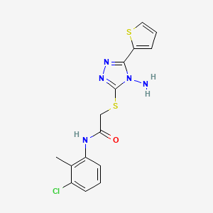 molecular formula C15H14ClN5OS2 B2953504 2-{[4-amino-5-(thiophen-2-yl)-4H-1,2,4-triazol-3-yl]sulfanyl}-N-(3-chloro-2-methylphenyl)acetamide CAS No. 886926-84-7