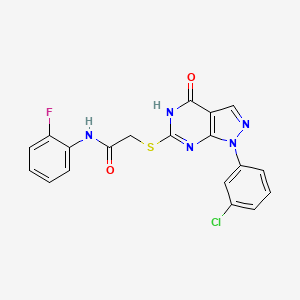 2-((1-(3-chlorophenyl)-4-hydroxy-1H-pyrazolo[3,4-d]pyrimidin-6-yl)thio)-N-(2-fluorophenyl)acetamide