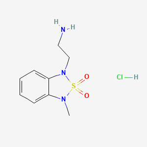 molecular formula C9H14ClN3O2S B2953511 2-(1-Methyl-2,2-dioxo-2lambda6,1,3-benzothiadiazol-3-yl)ethanamine;hydrochloride CAS No. 2503208-64-6