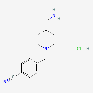 molecular formula C14H20ClN3 B2953523 4-((4-(氨甲基)哌啶-1-基)甲基)苯甲腈盐酸盐 CAS No. 1353953-90-8