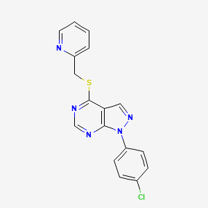 molecular formula C17H12ClN5S B2953539 1-(4-Chlorophenyl)-4-(pyridin-2-ylmethylsulfanyl)pyrazolo[3,4-d]pyrimidine CAS No. 872860-35-0
