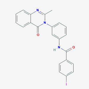 molecular formula C22H16IN3O2 B2953540 4-碘-N-(3-(2-甲基-4-氧代喹唑啉-3(4H)-基)苯基)苯甲酰胺 CAS No. 898420-55-8
